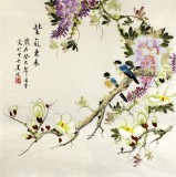 【已售】北京美协凌雪四尺斗方国画紫藤《紫气东来》