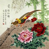 凌雪富贵锦鸡牡丹图前程似锦- 牡丹画- 99字画网