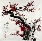 【已售】安徽美协何华贤三尺斗方写意梅花《迎雪飘香》