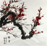 【已售】安徽美协何华贤三尺斗方梅花作品《傲雪》（询价）