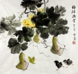 【已售】安徽美协何华贤三尺斗方国画葫芦《福禄满堂》