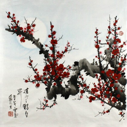 安徽美协何华贤三尺斗方梅花《凌寒独自开》