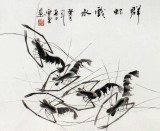 【已售】安徽美协何华贤三尺群虾图《群虾戏水》（询价）