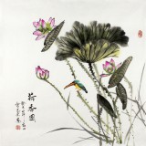 【已售】安徽美协何华贤四尺斗方水墨荷花图《荷香图》