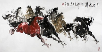 湖北美协黄江四尺八马图《大展宏图》