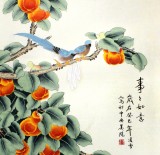 【已售】北京美协凌雪四尺国画柿子《事事如意》