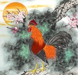 【已售】北京美协凌雪四尺雄鸡图《金鸡报晓》