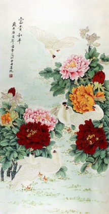 【已售】北京美协凌雪四尺牡丹画《富贵和平》