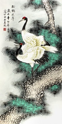 【已售】北京美协凌雪三尺松鹤图《松鹤延年》
