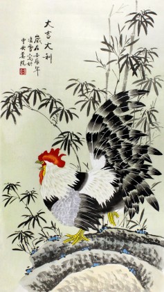 【已售】北京美协凌雪三尺雄鸡图《大吉大利》