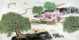 【已售】杜云祥四尺田园山水画《桃红柳绿》