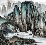 【已售】河南青年画家刘洋六尺山水画《夏山流泉图》