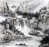 【已售】实力派青年画家刘洋六尺山水画《溪山流泉图》
