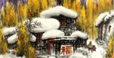 QA名家赵金鸰太行雪村系列四尺客厅斗方《冬日雪景图》(询价)