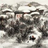 QA名家赵金鸰太行雪村系列四尺斗方《待归》(询价)