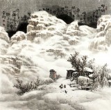 【已售】中美协赵金鸰太行雪村系列四尺斗方《邨头》(询价)
