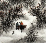 QA名家赵金鸰太行雪村系列四尺斗方《待归》(询价)