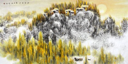 名家赵金鸰太行雪村系列四尺山水国画《秋染太行》(询价)