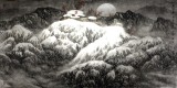 水墨名家赵金鸰太行雪村系列四尺山水画《元宵夜》(询价)