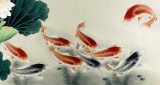 【已售】董书林四尺工笔九鱼图《连年有余》