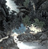 【已售】何华贤四尺大气山水画《松谷泉声》 颍淮书画名家