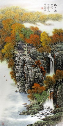 【已售】安徽美协何华贤四尺山水画《秋色满山空》