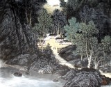 何华贤四尺国画山水《林月山泉》 颍淮书画名家
