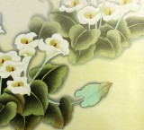 【已售】四尺斗方蝶戏百合《百年好合》