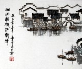 【已售】北京美协张春奇四尺斗方山水画《细雨轻梳江南情》