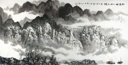 客厅写意水墨山水画