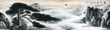 【已售】小丈二国画山水《迎客松》