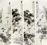 【已售】精品四条屏国画《琴棋书画》