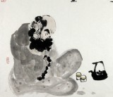 SK石缘斋主李胜春三尺斗方佛像《自生欢喜心》