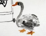 【已售】石缘斋主李胜春三尺斗方水墨鹅动物画《传家宝》
