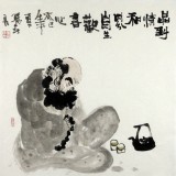 SK石缘斋主李胜春三尺斗方佛像《自生欢喜心》