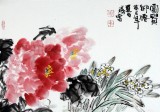 SK石缘斋主李胜春三尺斗方写意牡丹画《富贵神仙》