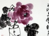 【已售】李胜春三尺斗方写意紫牡丹花瓶小品《一枝浓艳胆瓶中》
