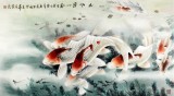【已售】董书林四尺风水挂画九鱼图《九如图》