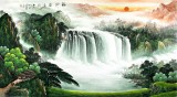 【已售】吴东六尺客厅招财聚宝盆山水《福地安居图》
