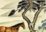 【已售】山东美协赵逸梅四尺斗方双骏图《马到成功》