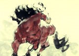 【已售】王向阳四尺斗方红骏图《志在千里》(询价)