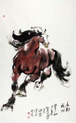 【已售】王向阳三尺泼墨骏马图《马到成功》