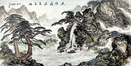 GP名家蒲家瑞四尺客厅写意山水《天河飞流会金坛》