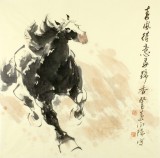 【已售】王向阳四尺斗方草原奔马图《春风得意马蹄香》(询价)
