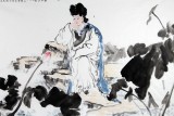 【已售】陈漫之四尺莲花仕女图《爱莲图》