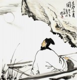 【已售】陈漫之四尺斗方东坡夜游赤壁《赤壁水月》