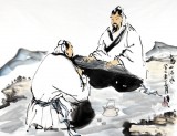 【已售】陈漫之四尺斗方高山抚琴图《高山流水》