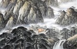 【已售】张慧仁小六尺横幅紫气东来水墨山水画