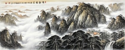 【已售】张慧仁小六尺横幅紫气东来水墨山水画