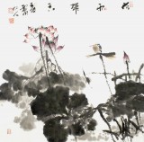 【已售】四川美协会员西蜀山人四尺斗方《荷雨带香》